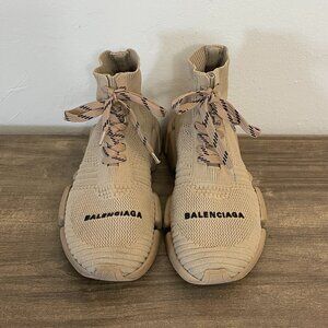 Balenciaga Speed 2.0 Lace-up Knit Sneaker in Beige size 36